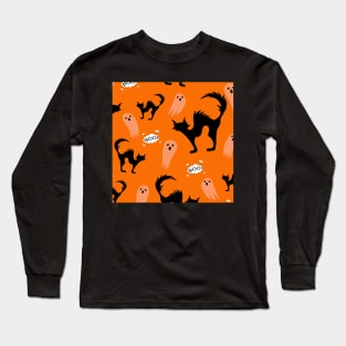 Halloween cat Ghost Long Sleeve T-Shirt